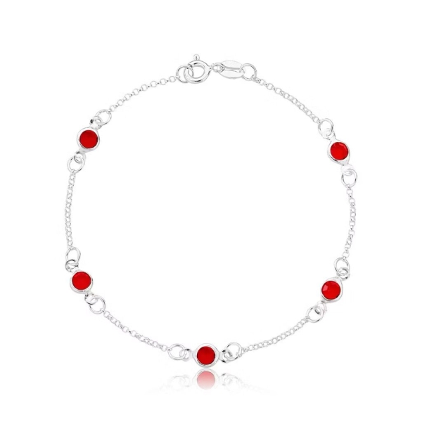 Pulseira Pontos de Luz Vermelho Prata 925