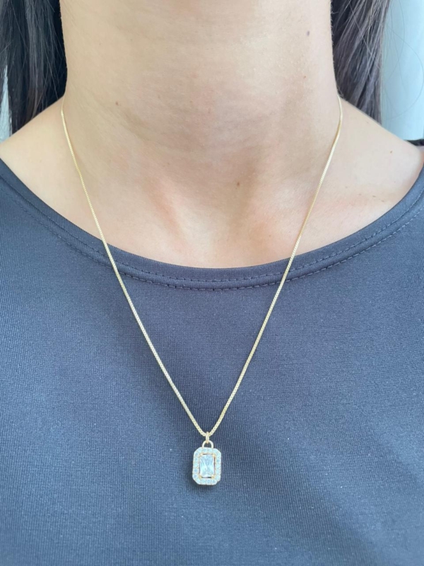 Colar com pingente cravejado de zirconia cristal banho em ouro 18k - Image 2