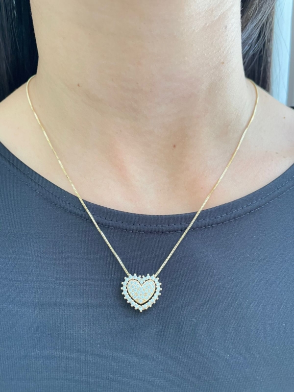 Colar com Pingente de Coração – 2 Peças Banho em ouro 18k - Image 5