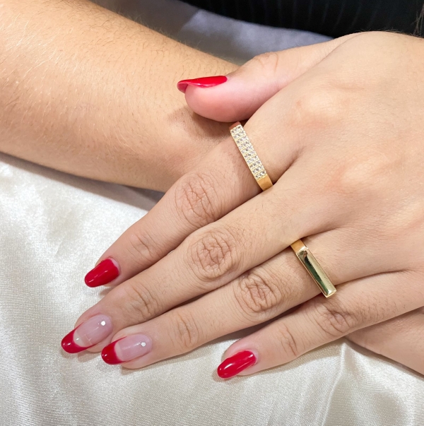 Anel dourado com zirconia cristal banho em ouro 18k - Image 3