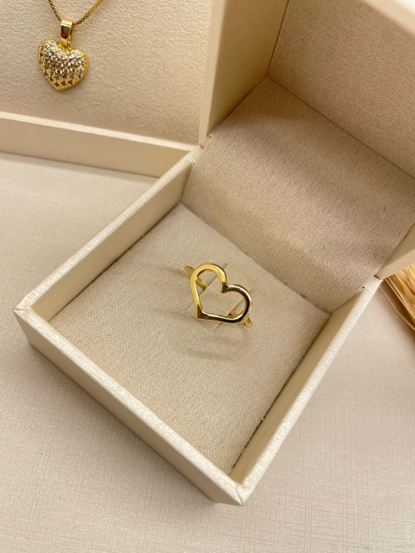 Anel coração vazado dourado banho em ouro 18k - Image 2