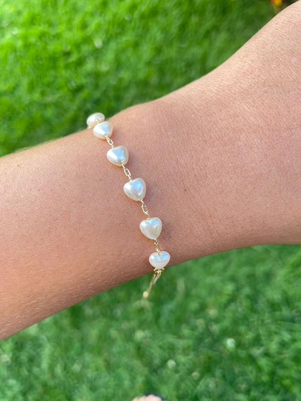 Pulseira de corrente de perola banho em ouro 18k - Image 2