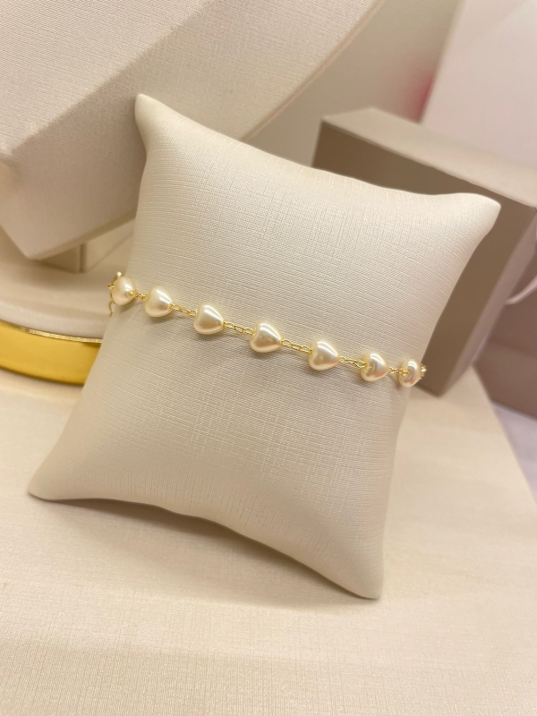 Pulseira de corrente de perola banho em ouro 18k - Image 3