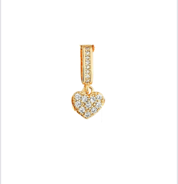 Pingente de coração com zirconia cristal banho em ouro 18k