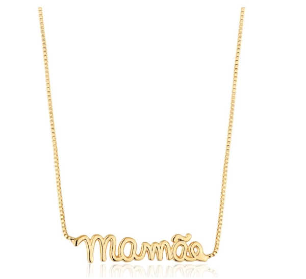 Colar Mamãe Dourado Banho Em Ouro 18K