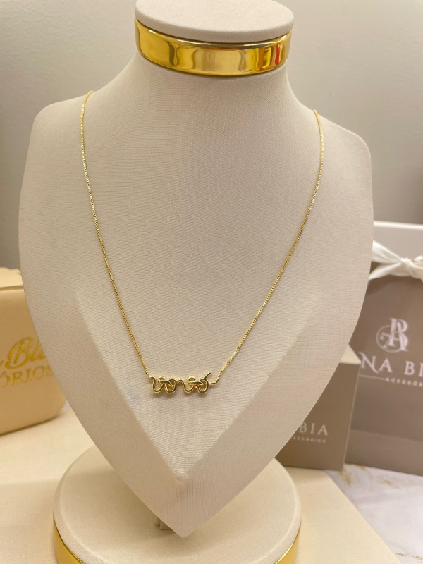 Colar Vovó Dourado Banho Em Ouro 18K