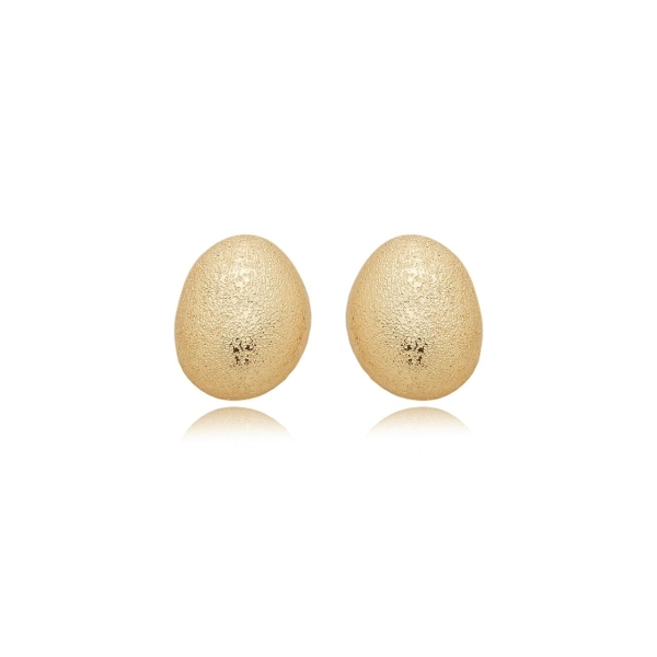 Brinco de base escovado liso banho em ouro 18k