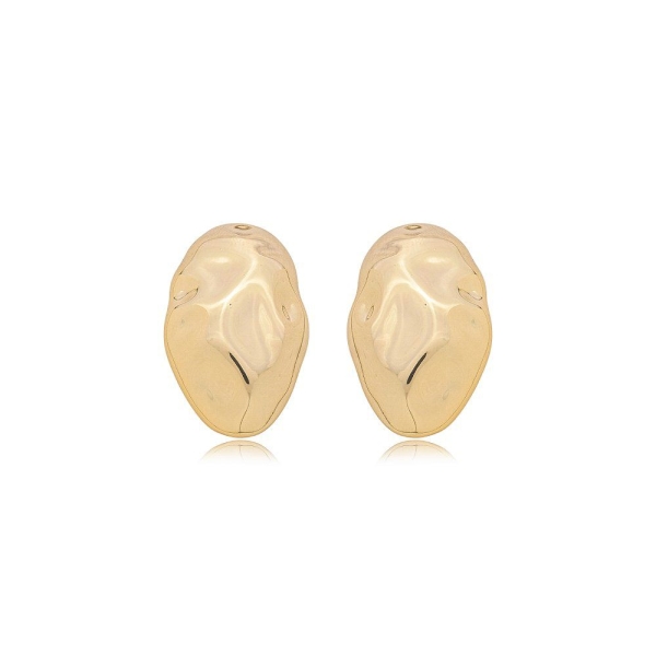 Brinco de base martelado banho em ouro 18k