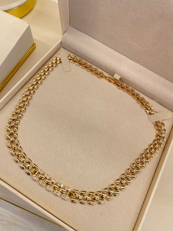 Colar De corrente cravejado com zirconia cristal banho em ouro 18k