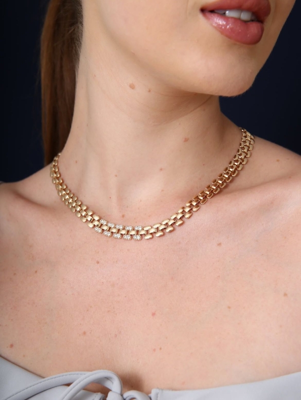 Colar De corrente cravejado com zirconia cristal banho em ouro 18k - Image 2