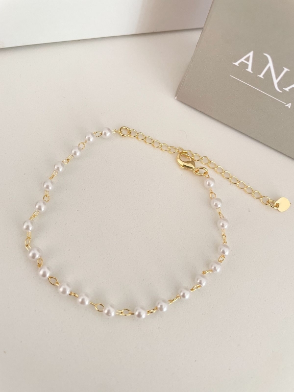Pulseira de pérola banho em ouro 18k