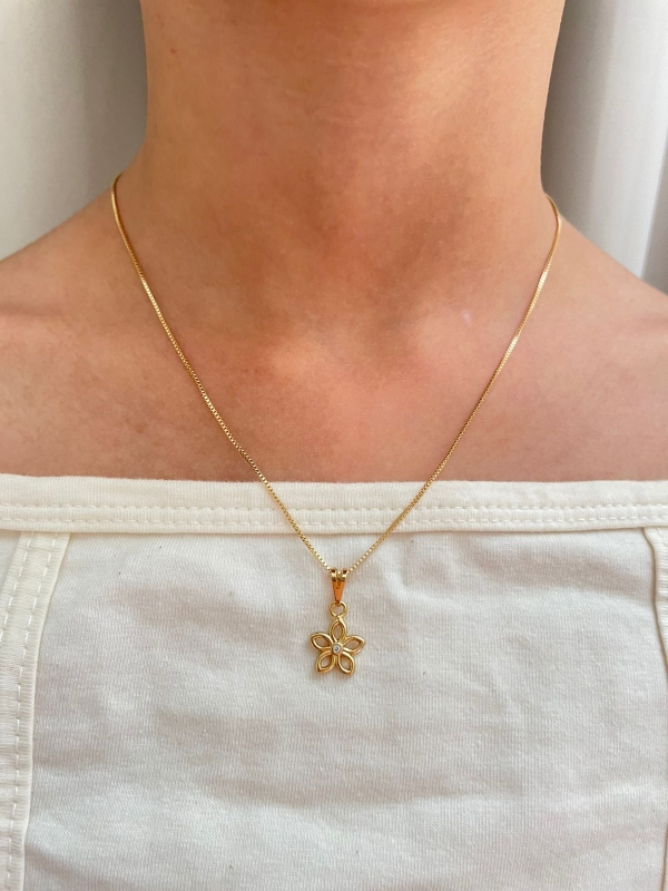 Conjunto de brinco e colar cravejado de zirconia cristal banho em ouro 18k - Image 2