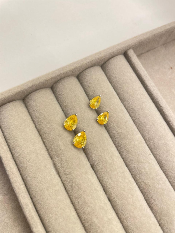 Brinco de Dupla de gota com zirconia banho em rodio branco