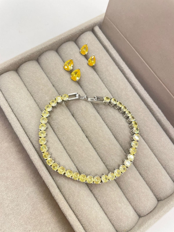 Pulseira de riviera cravejada de zirconia citrino banho em rodio branco - Image 3