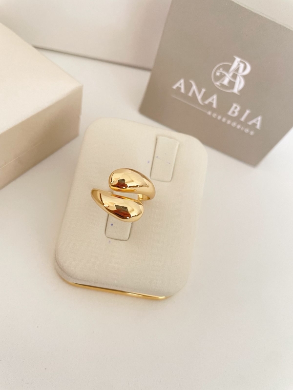Anel dourado liso banho em ouro 18k