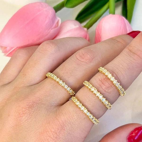 Anel dourado com zirconia cristal banho em ouro 18k - Image 2
