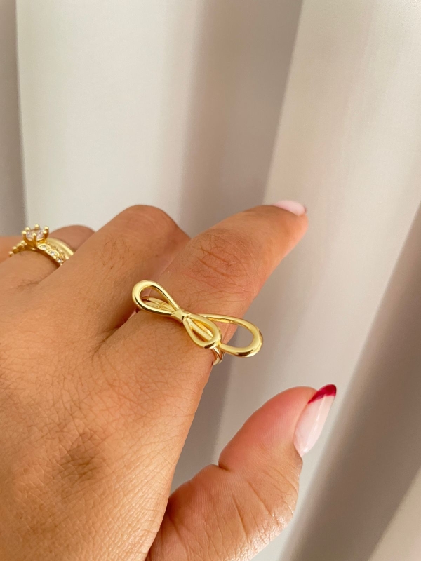 Anel Laço dourado liso banho em ouro - Image 2