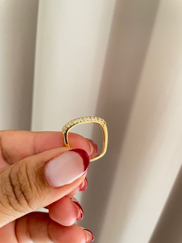Anel dourado com zirconia cristal banho em ouro 18k - Image 3