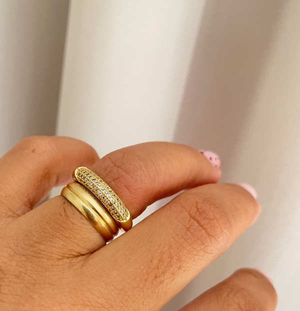 Anel dourado com zirconia cristal banho em ouro 18k - Image 2