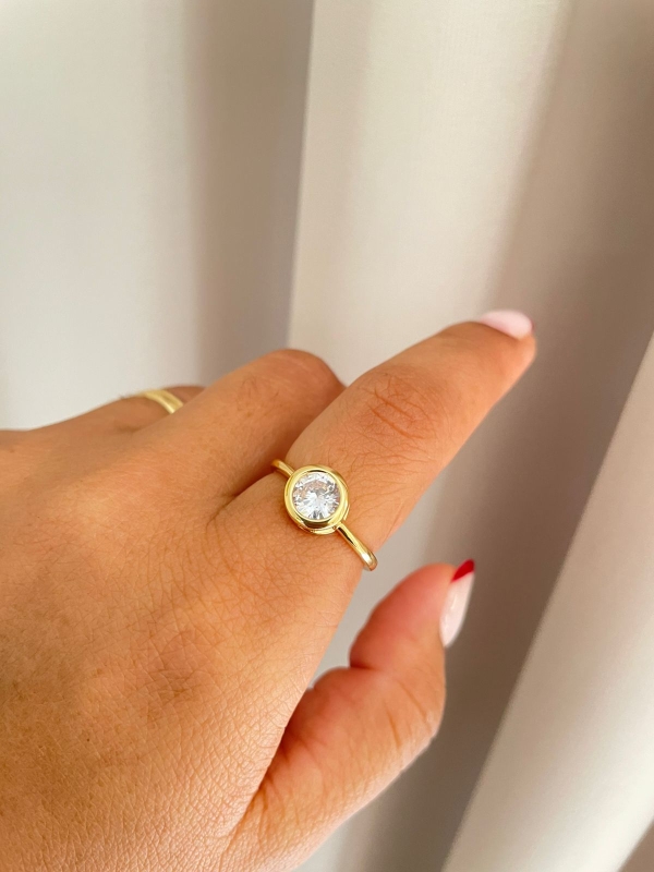 Anel Ponto de Luz zirconia cristal banho em ouro 18k - Image 2