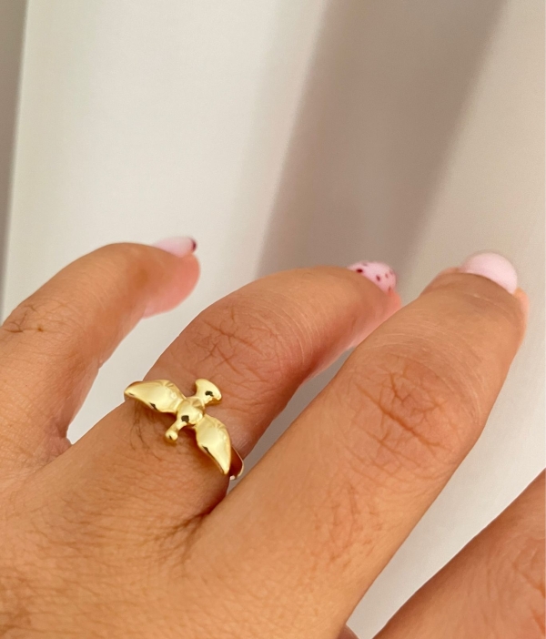 Anel Dourado Espirito Santo Banho Em Ouro 18K - Image 2