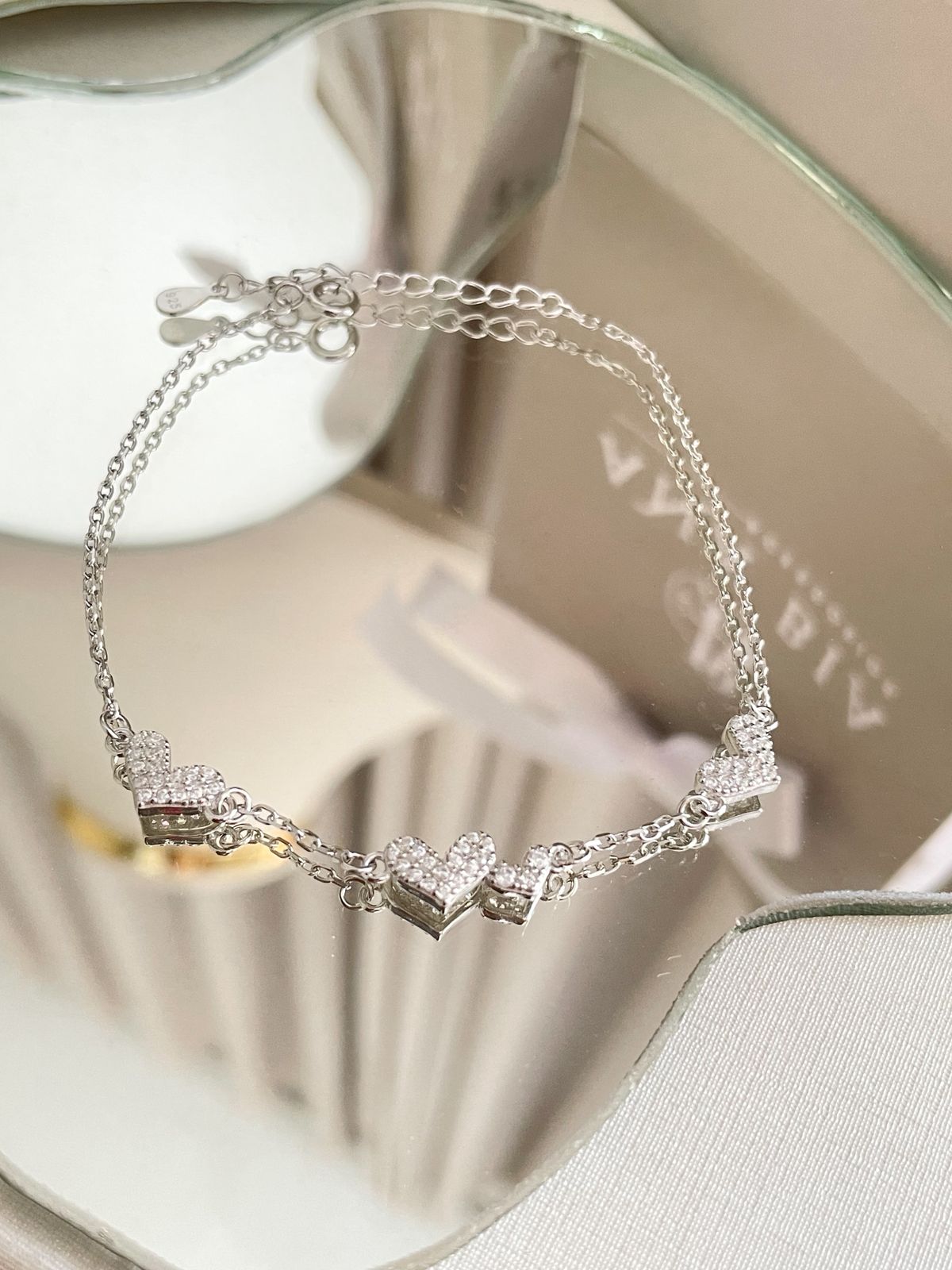 Pulseira de coração cravejado de zirconia cristal Prata 925 - Image 2